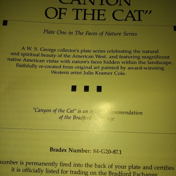 Vintage Bradford exchange 1992 canyon of the cat collector's plate - Picture 2 of 8